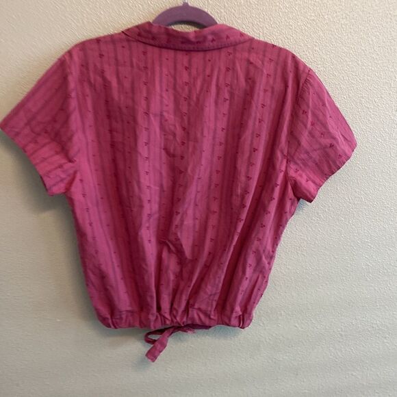 JM collection- pink islet blouse with tie - Size Small - Picture 6 of 7